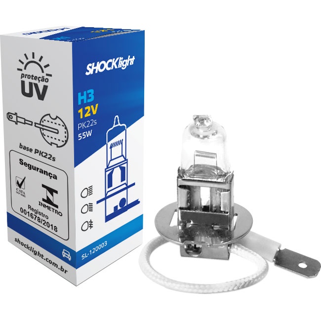 Par Lampada Shocklight Halogena Standart H3 12v 55w Pk22s Par Lampada Shocklight Halogena Standart H3 12v 55w Pk22s - Oferta na Shopee