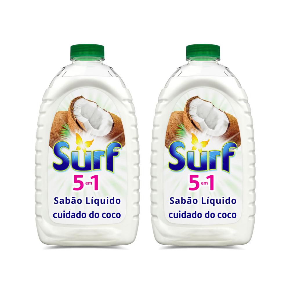 Kit 2 Lava-Roupas Líquido Surf 5 em 1 Cuidado do Coco 3 Litros - Oferta na Shopee