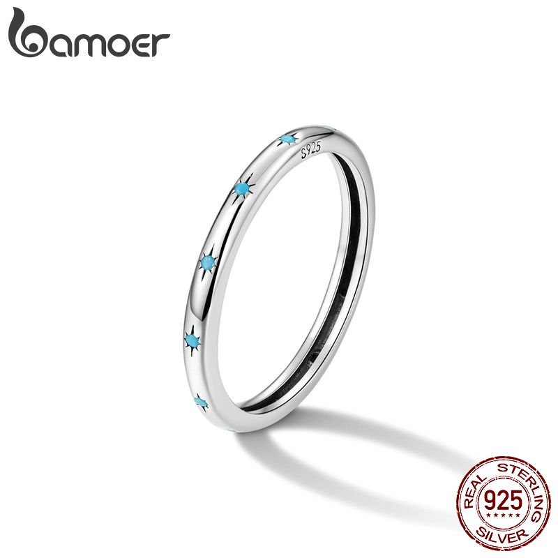 Bamoer Anel De Prata 925 Embelezado Acessório Feminino - Oferta na Shopee