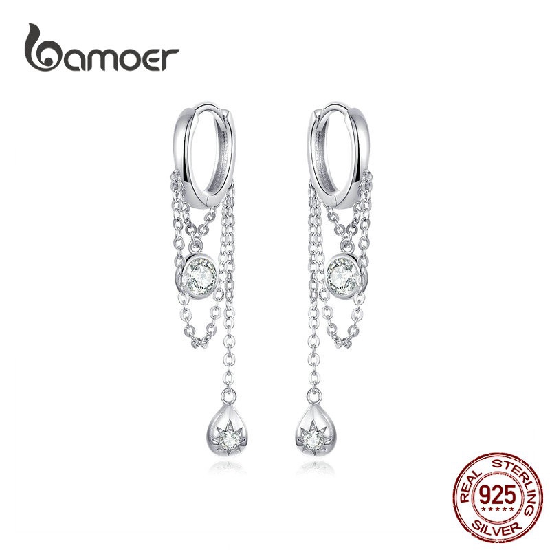 BAMOER Brincos Femininos De Prata Esterlina 925 - Oferta na Shopee