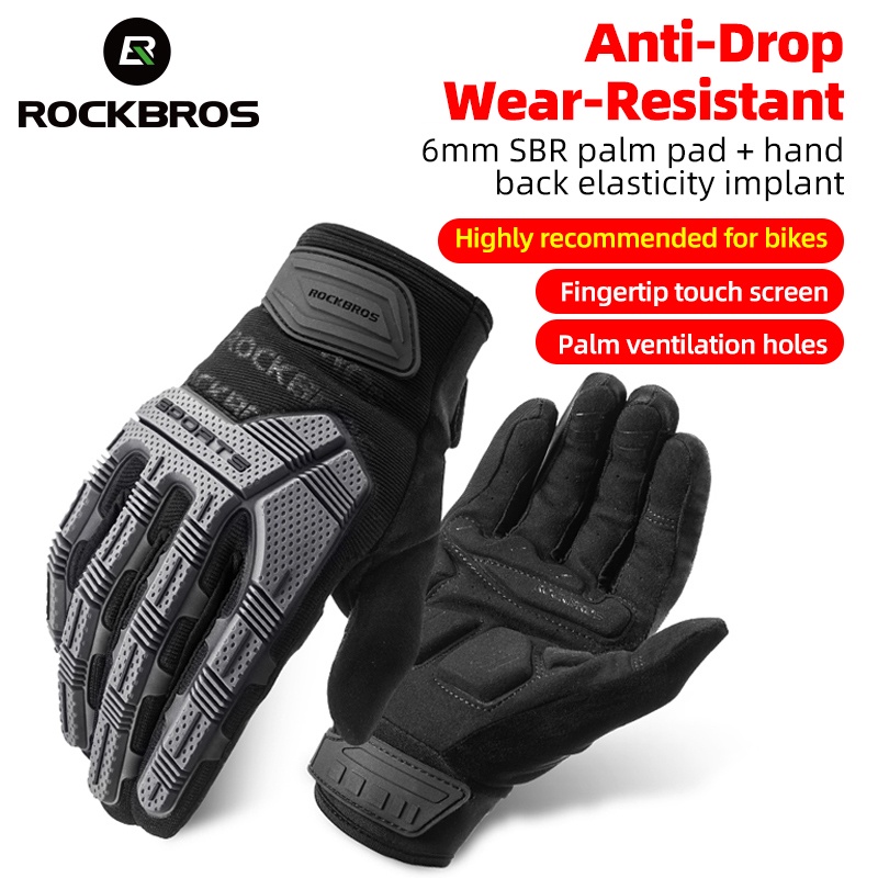 Luvas De Ciclismo ROCKBROS SBR À Prova De Vento Bicicleta Com Tela Sensível Ao Toque MTB Esportivas Choque Dedo Completo Respirável - Oferta na Shopee