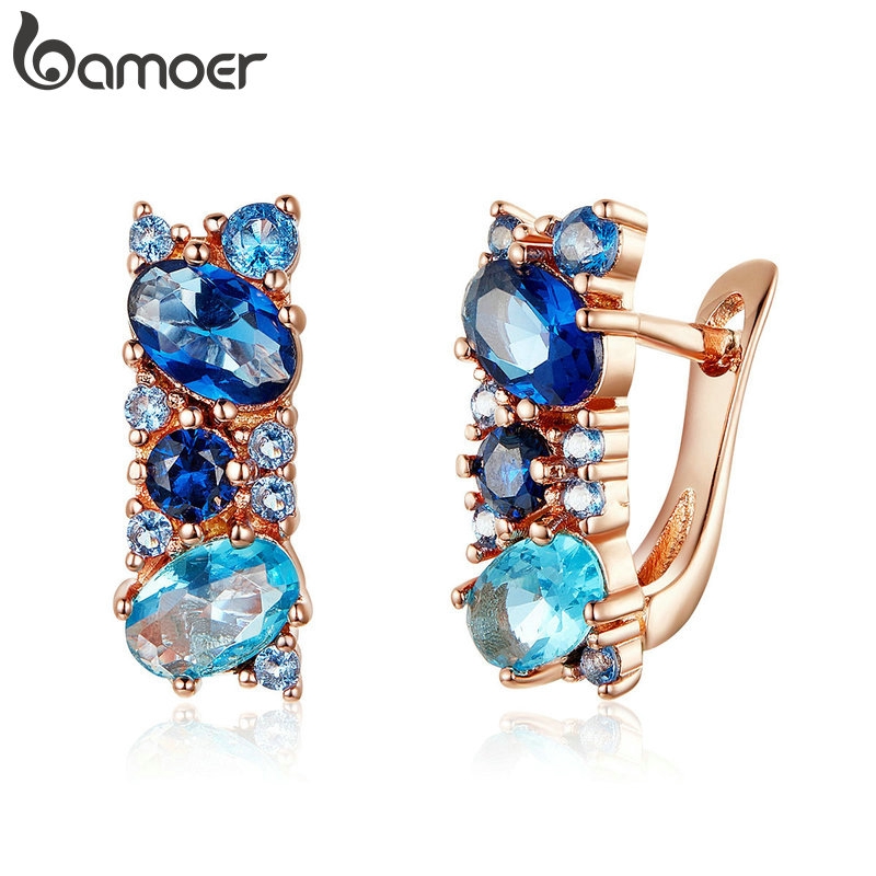 Brincos Bamoer Nobre Rose Gold Redondo Cristal - Oferta na Shopee
