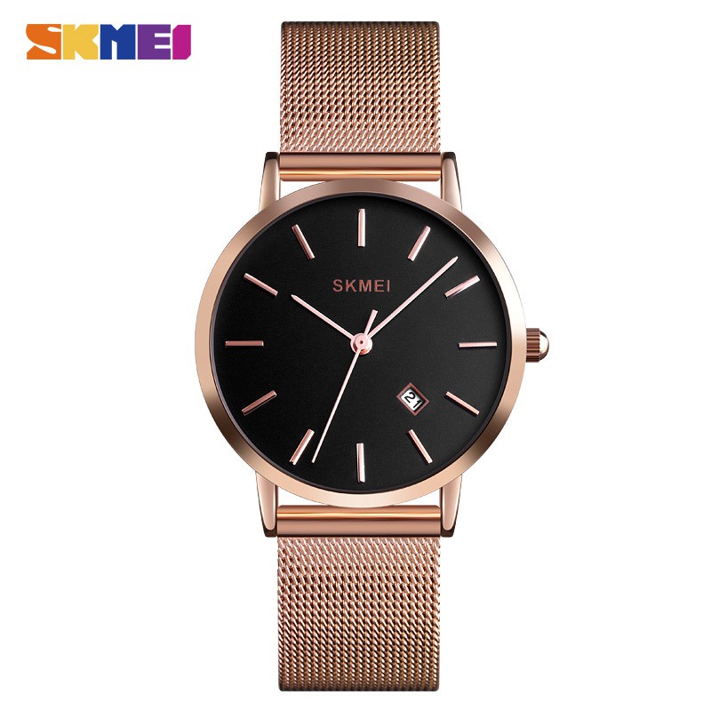 Skmei Relógio de luxo feminino Data da água da moda ouro feminino malha de aço inoxidável relógio de quartzo feminino - Oferta na Shopee