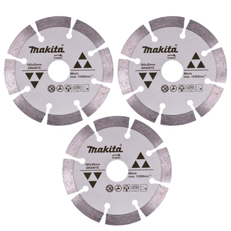 Disco de Corte Diamantado 4.1/8 POL 105 MM para Granito D-44351 com 3 Unidades MAKITA Disco de Corte Diamantado 4.1/8 POL 105 MM para Granito D-44351 com 3 Unidades MAKITA - Oferta na Shopee