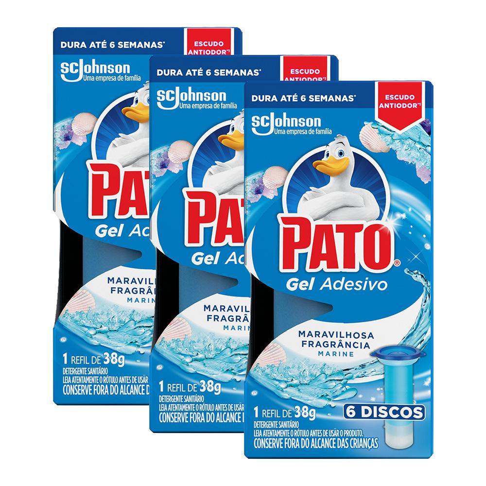 Kit 3 Refis Detergente Sanitário Pato Gel Adesivo Marine 6 Discos cada - Oferta na Shopee