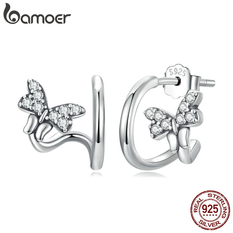 Bamoer Brincos De Tarraxa De Prata S925 Feminino Com Orelha De Borboleta - Oferta na Shopee