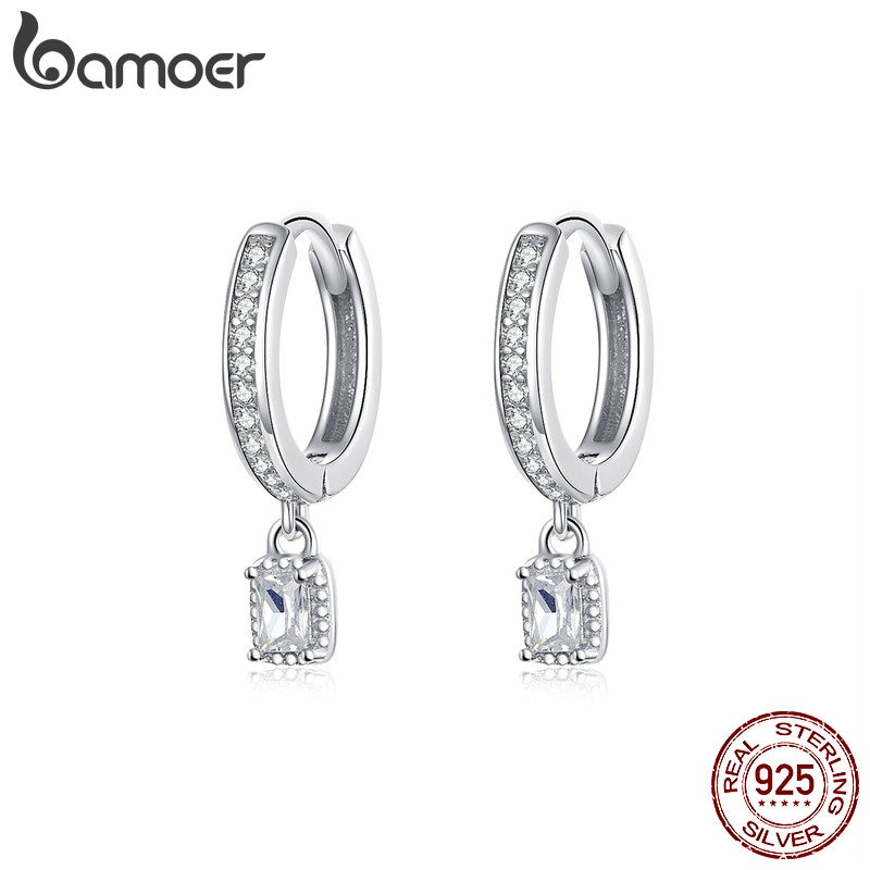 Bamoer Brincos Argola Prata 925 Cz Casamento Noivado BSE157​ - Oferta na Shopee