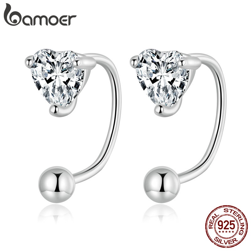 Brincos Bamoer 925 Prata Amor Zircônia Rosqueada Orelha Cravos De Moda Joias Presentes Para Mulheres - Oferta na Shopee