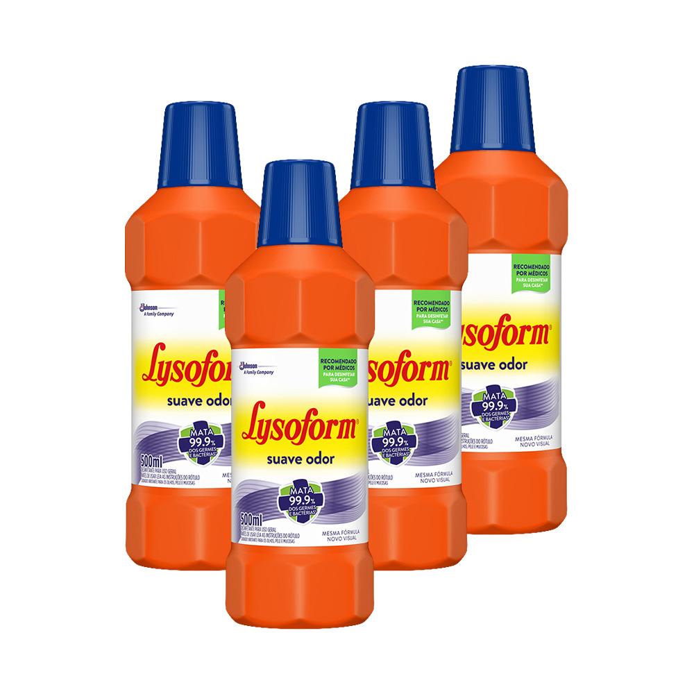 Kit 4 Desinfetante Lysoform Uso Geral Suave Odor 500ml - Oferta na Shopee