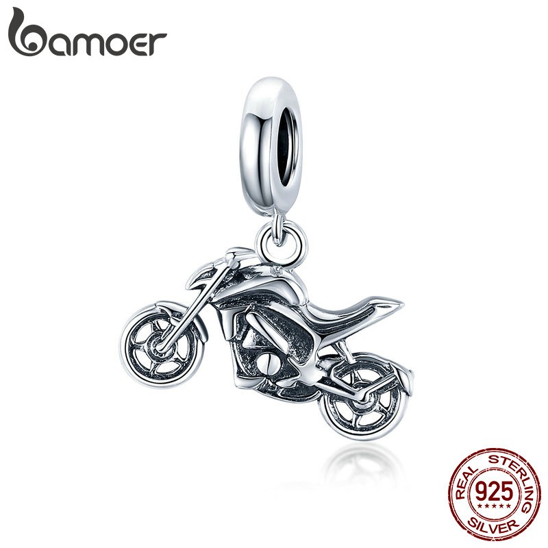 Bamoer 925 Sterling Silver Motocicleta Charme Para O Original 3mm Pulseira Acessórios Diy Scc1712 - Oferta na Shopee