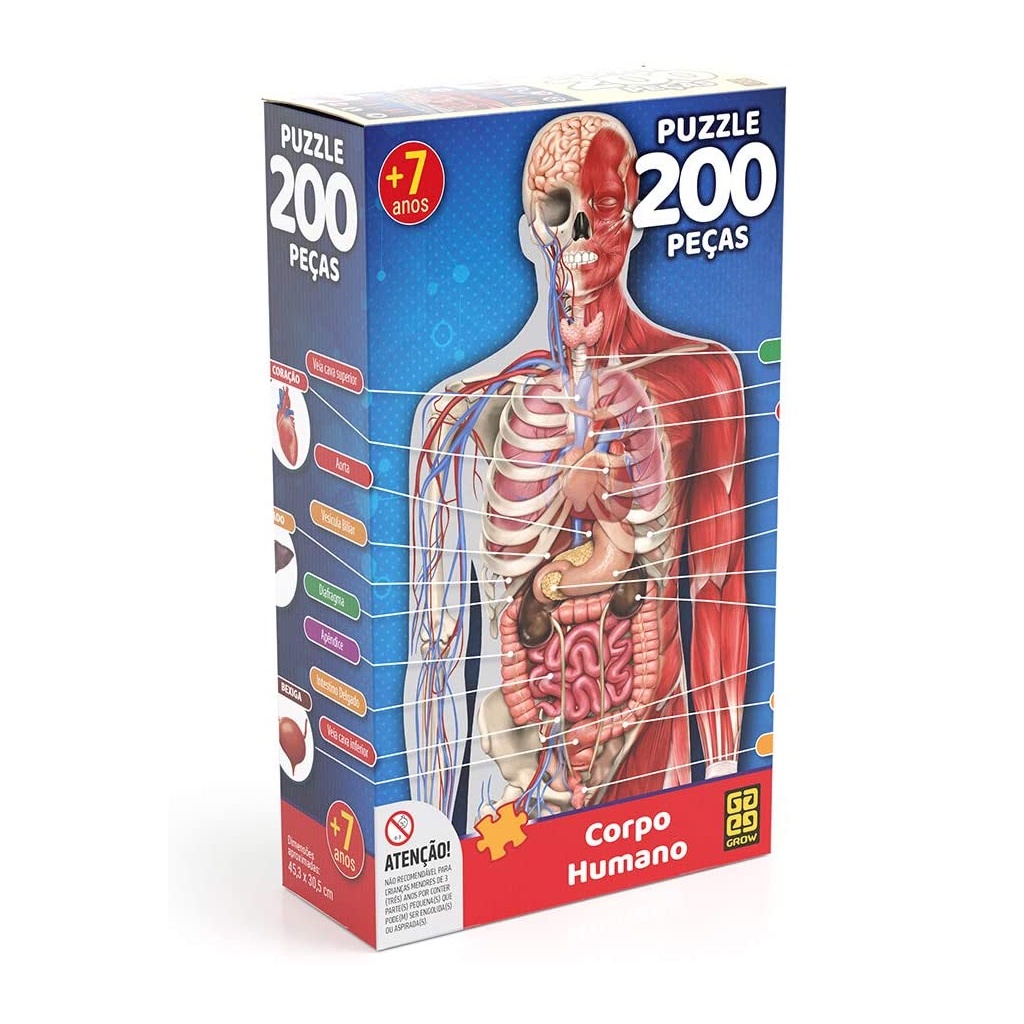 Quebra Cabeça Corpo Humano 200 Peças 03937/02443 - Grow Quebra Cabeça Corpo Humano 200 Peças 03937/02443 - Grow - Oferta na Shopee