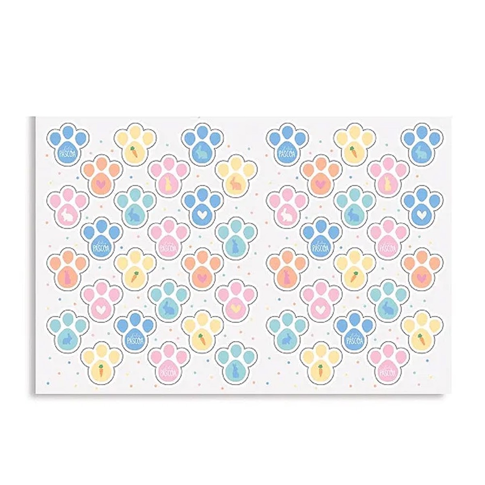 Cartela Adesiva Pegadas Coloridas P Bliss - 54 Adesivos - 2 unidades - Cromus Páscoa - Rizzo - Oferta na Shopee