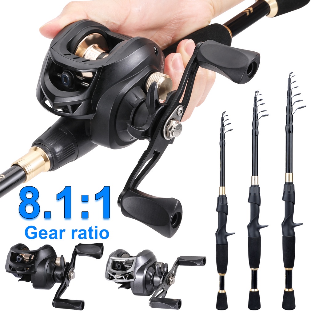 Sougayilang Combo 1.8-2.4m Vara De Pesca Telescópica Ultraleve Portátil E Carretel De Arremesso 7.2 : 1 Relação Da Engrenagem - Oferta na Shopee