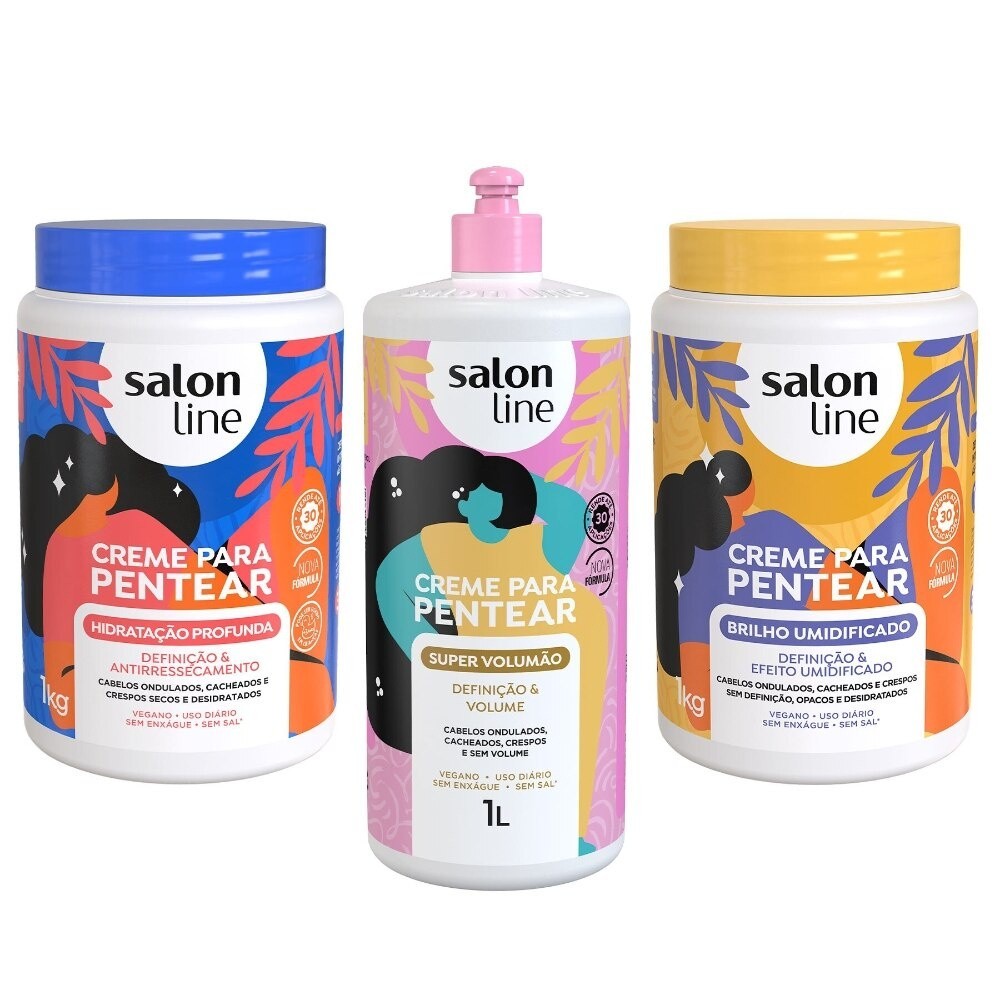 Kit Hidratados e Volumosos com 3 cremes para pentear 1kg Salon Line Kit Hidratados e Volumosos com 3 cremes para pentear 1kg Salon Line - Oferta na Shopee