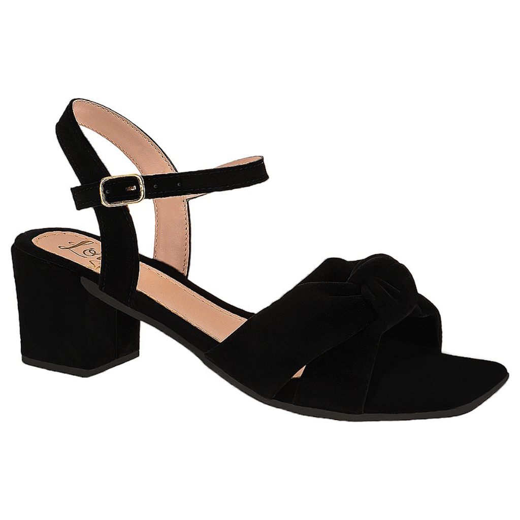 Sandalia Lóris Feminina de Tiras Cruzada em Nó Saltinho Medio Festa Confort 102 - Oferta na Shopee