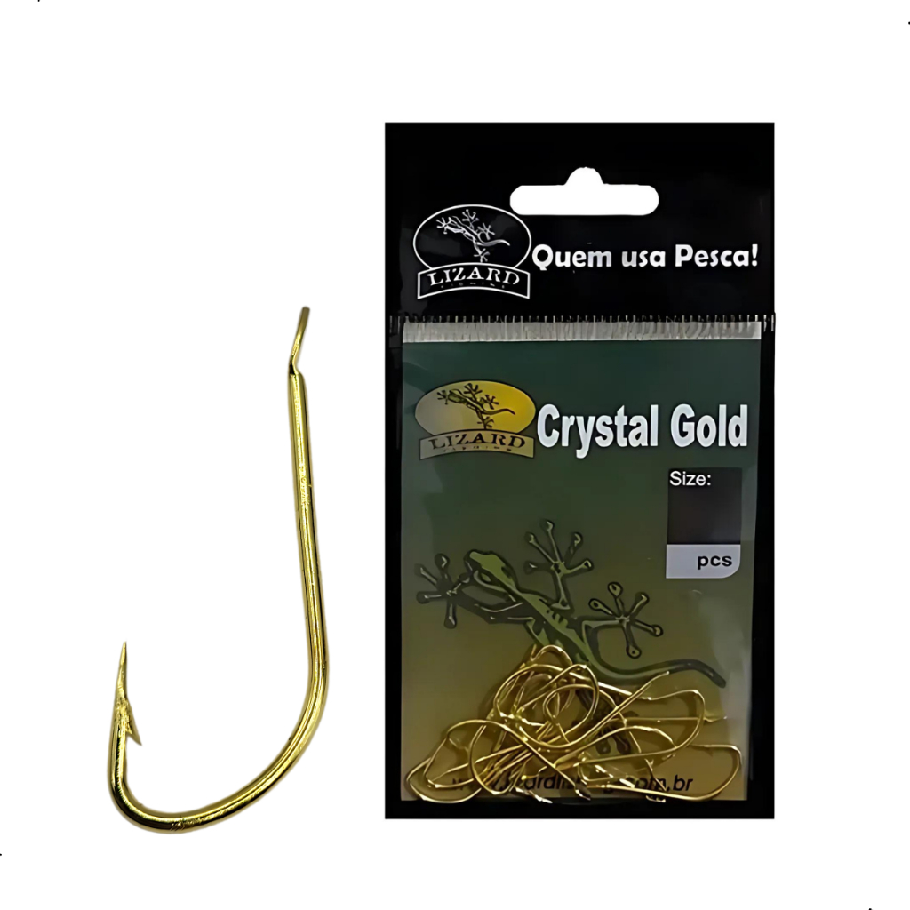 Anzol Chapinha Crystal Gold Sem Furo Pesca Cartela 15pçs - Vários Tamanhos - Oferta na Shopee
