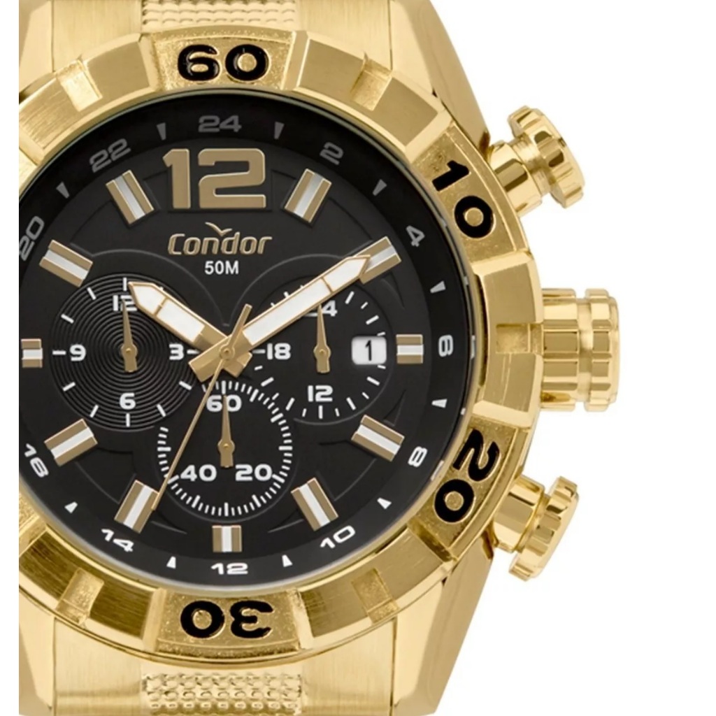 Relogio Masculino Dourado Condor Fundo Preto Original Presente Homem Namorado Esposo Marido - Oferta na Shopee