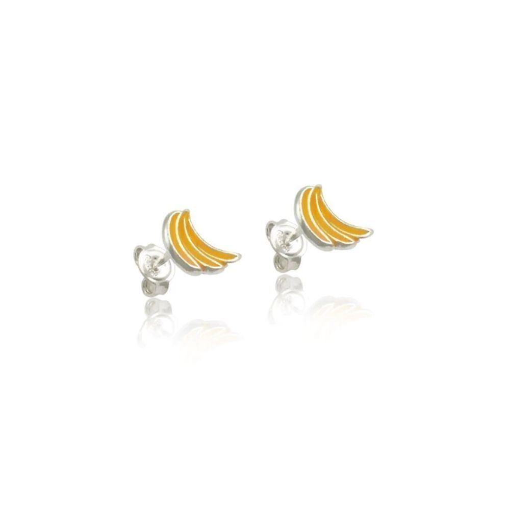 Brinco Feminino de Prata 925 Bananinhas Resinada - Oferta na Shopee