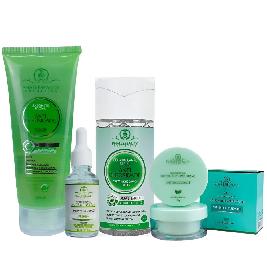 Kit Sabonete antioleosidade + Sérum antioleosidade + Gel antioleosidade + Demaquilante antioleosidade - Oferta na Shopee
