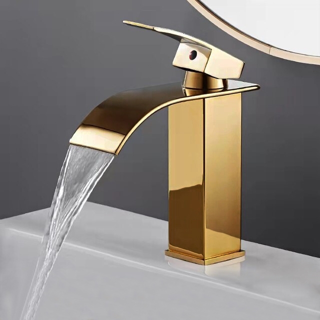 Torneira Banheiro Núcleo de cobre Cascata Dourada Luxo Misturador Monocomando Bica Baixa 18cm Yesop - Oferta na Shopee