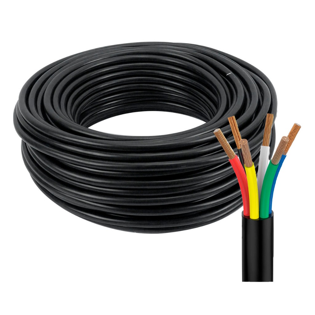 Cabo PP 6 Vias 5 Metros Instalação Automotiva Caminhões Reboque Carretinha 100% Cobre Seção 1mm² - Oferta na Shopee