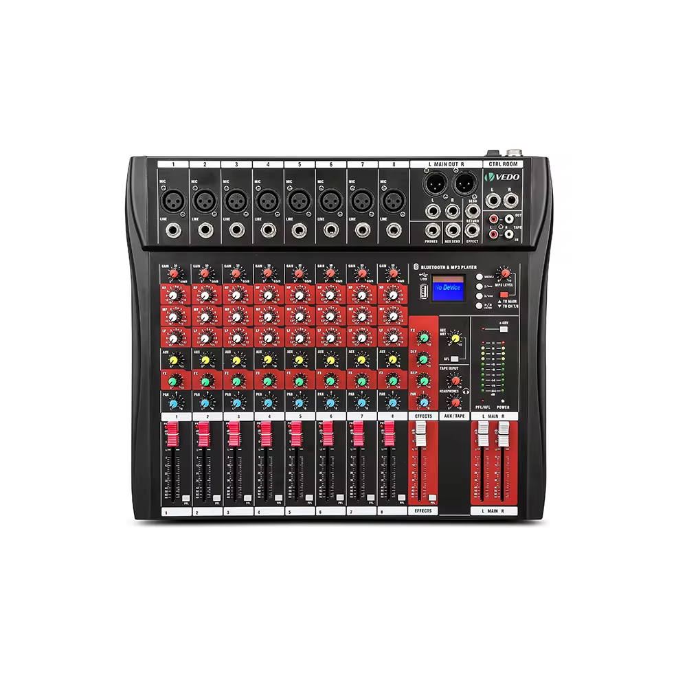 Vedo 8 canais misturador de som áudio mixagem dj controlador cartão de mesa mp3 player profissional consoles interface - Oferta na Shopee