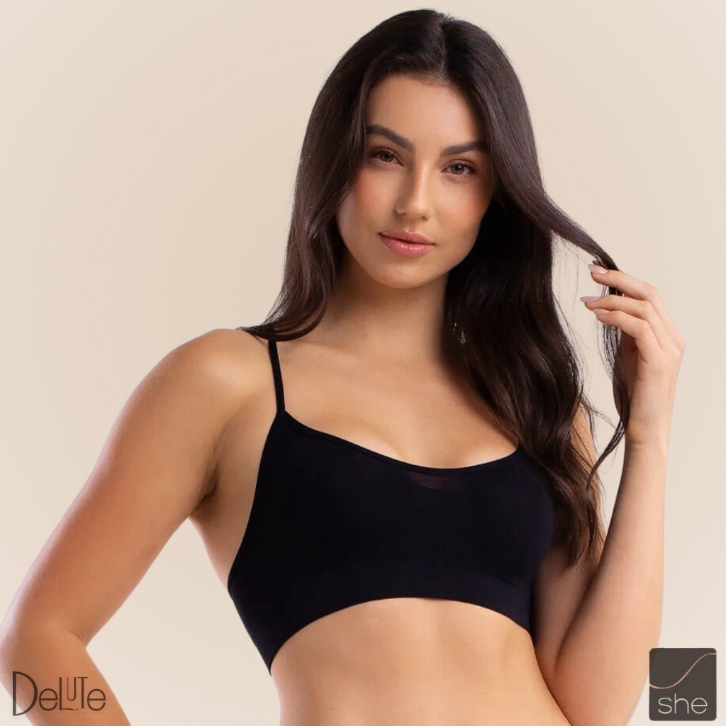 Sutiã Top Microfibra Nadador Poliamida Sem Bojo Sem Costura Fitness Academia SHE - Oferta na Shopee