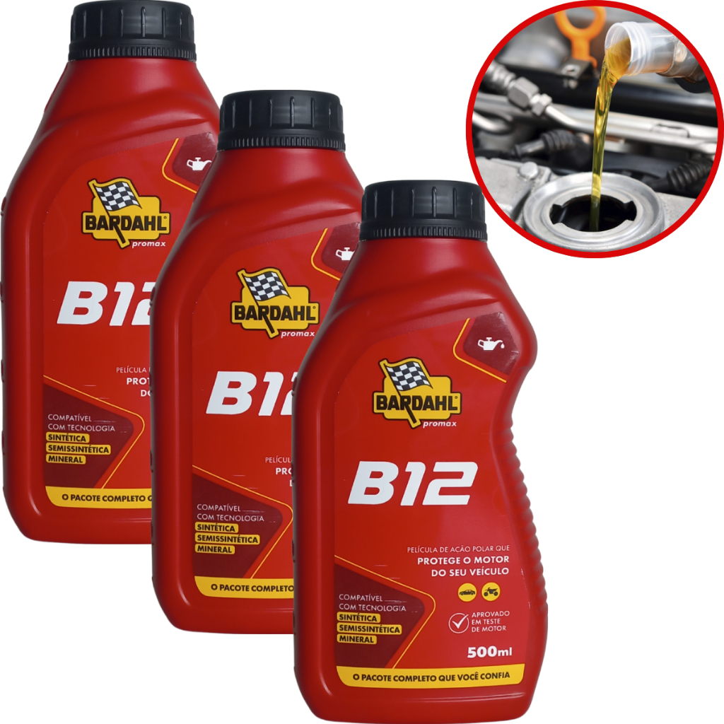 3 Aditivos Para Óleo Motor Original Bardahl B12 Plus 500ml - Oferta na Shopee