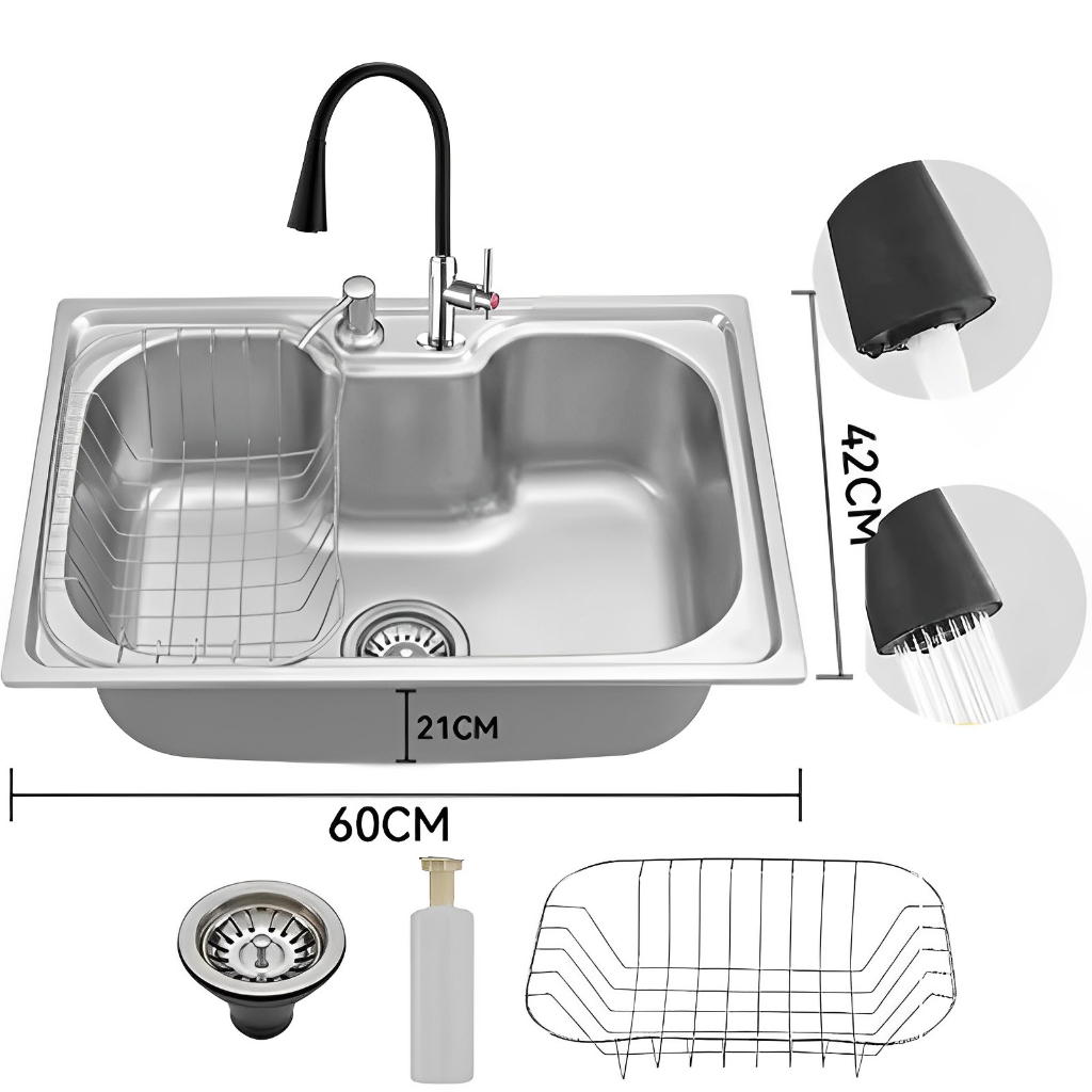 Cuba Gourmet Cozinha 60x42x21 (INOX 201) Com Acessórios Sifão + Válvula cesto -Para envio imediato - Oferta na Shopee