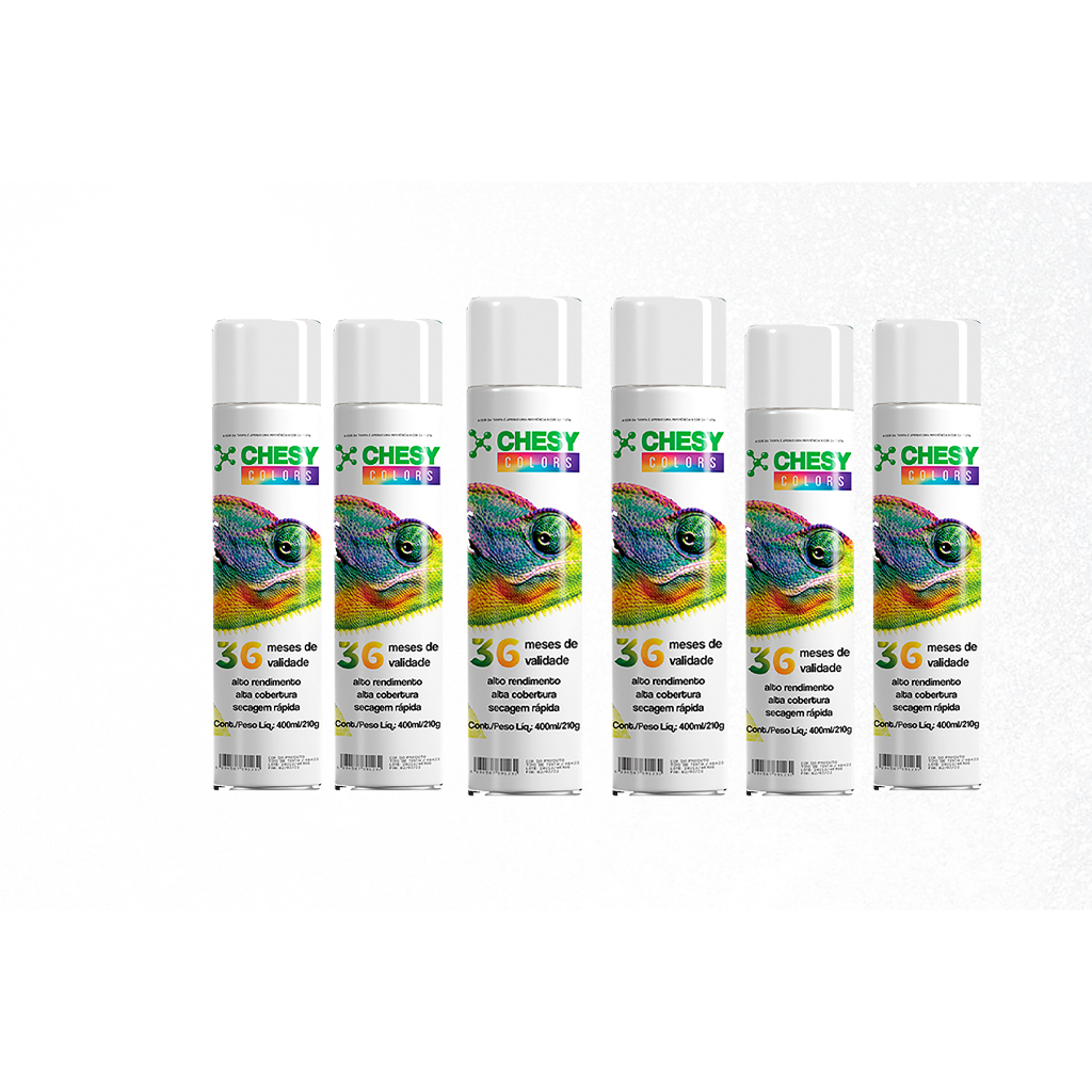 Kit 6 tintas Spray Metalico Branco Fosco Lata 400ml Chesy Kit 6 tintas Spray Metalico Branco Fosco Lata 400ml Chesy - Oferta na Shopee
