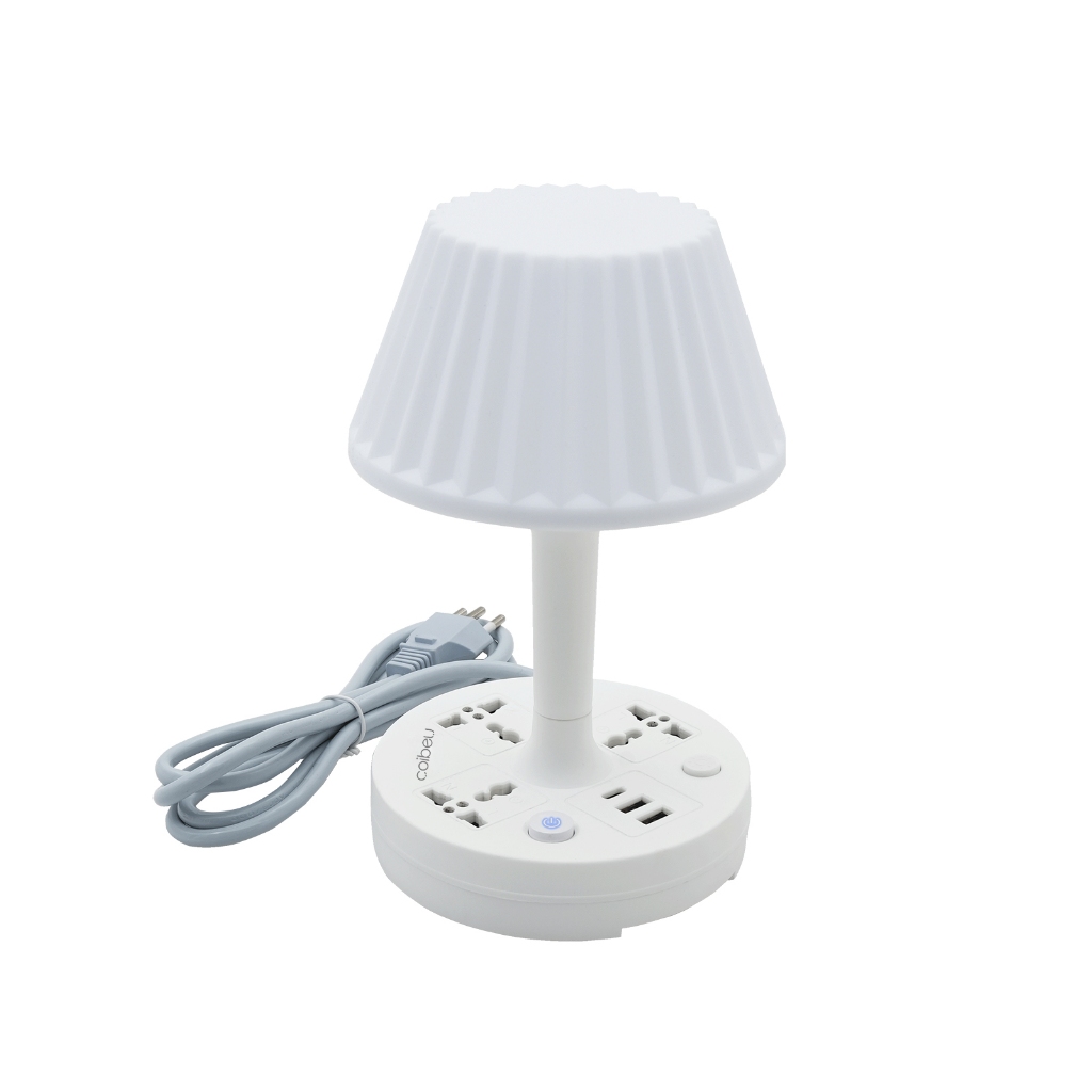 COIBEU Luminária de Mesa Dupla Voltagem com 3 Tomadas Universais 2 USB 1 TYPE-C Luz Tricolor e Proteção de Circuito 2m - Oferta na Shopee