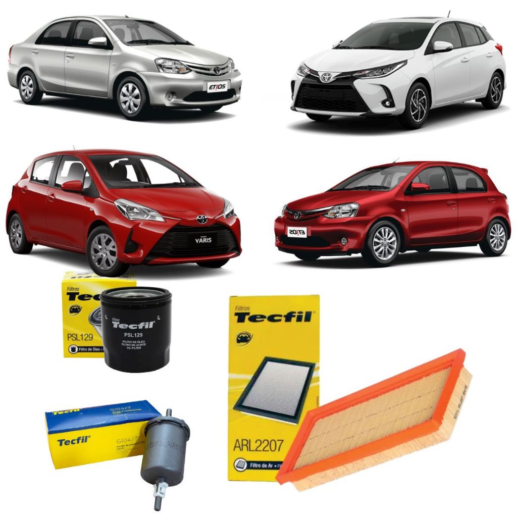 Kit Filtros Toyota Etios 1.3 1.5 Yaris 1.5 acima 2016 Tecfil Kit Filtros Toyota Etios 1.3 1.5 Yaris 1.5 acima 2016 Tecfil - Oferta na Shopee