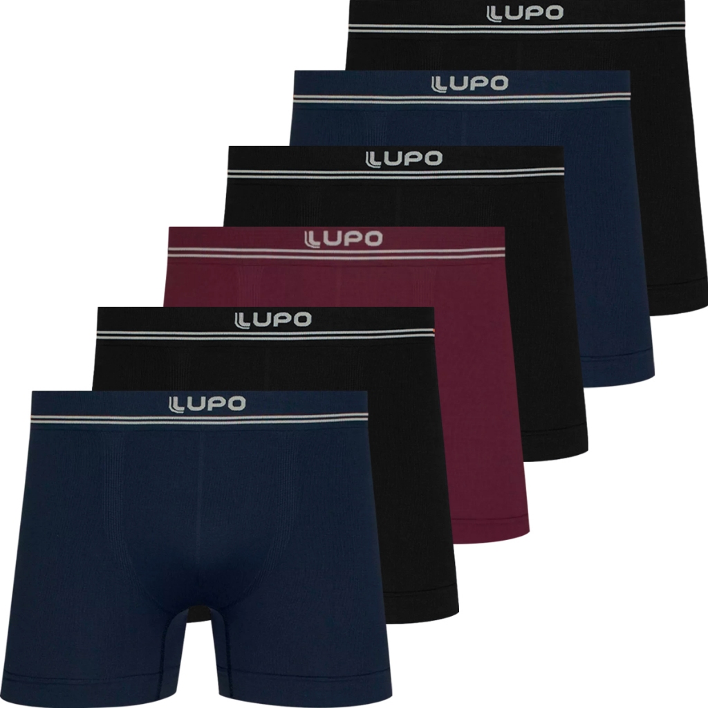 Kit 6 Cuecas Boxer Lupo Em Poliamida Sem Costura Respirável Confortável Cueca Masculina Pacote Box Original - Oferta na Shopee