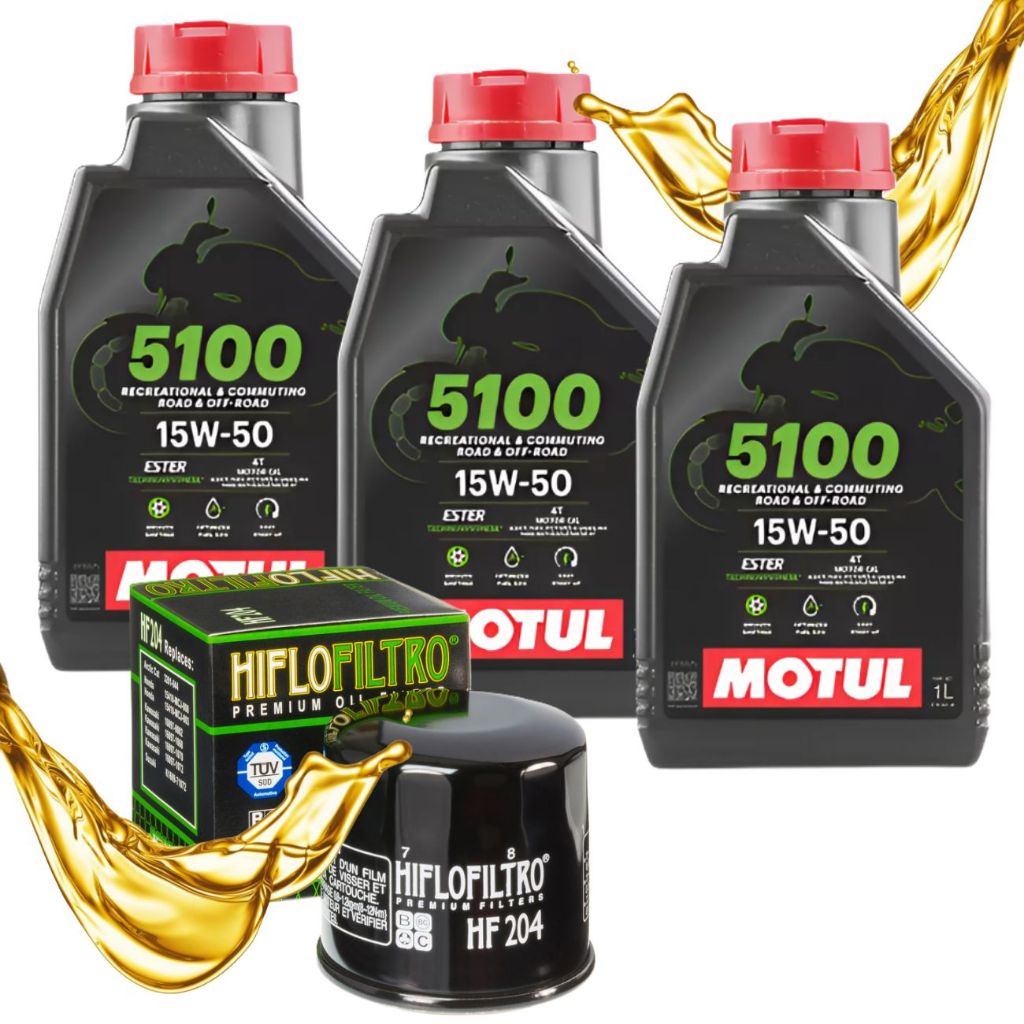 Troca de Oleo Motul 5100 15w50 Semissintético + Filtro Hiflo HF204 - Oferta na Shopee