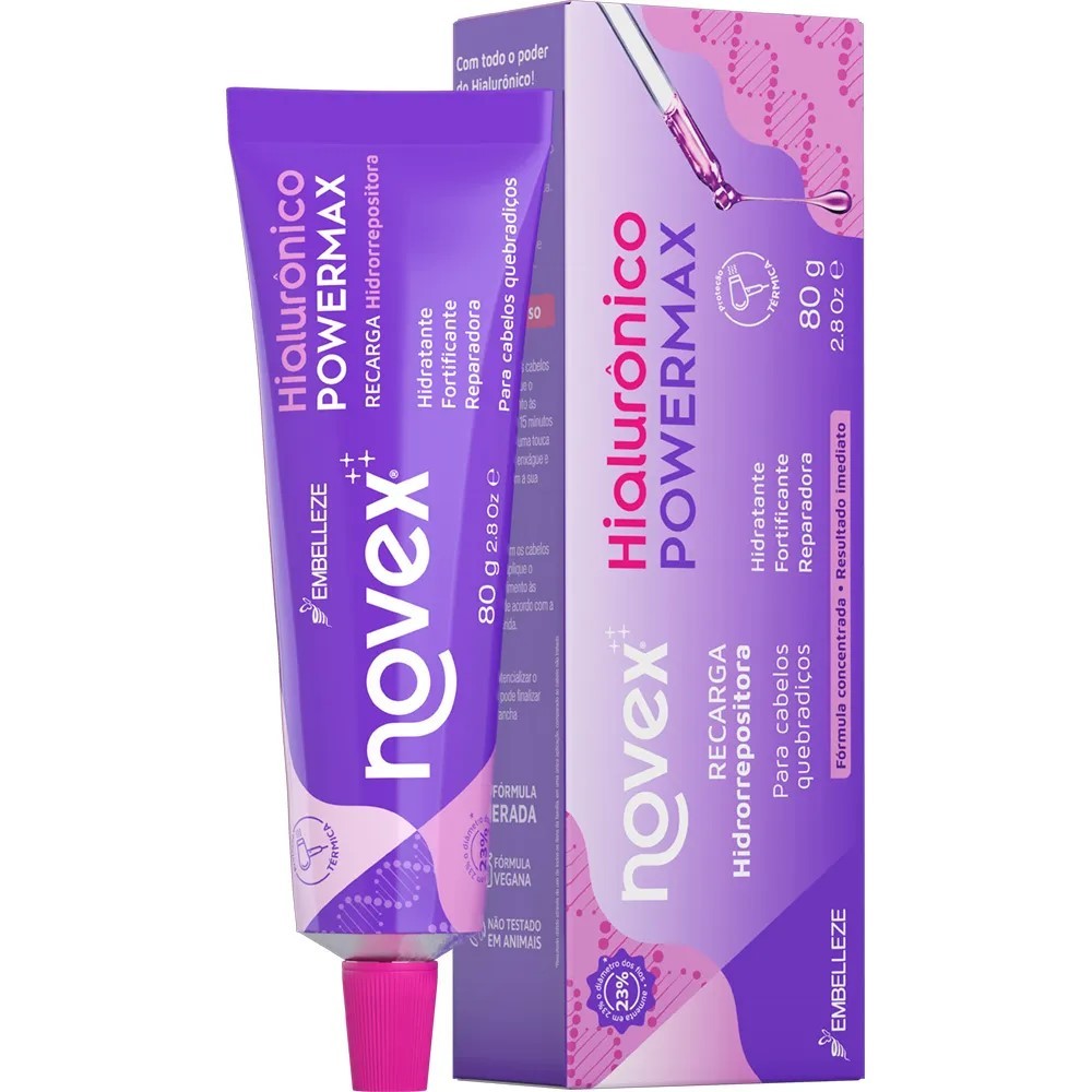 Máscara de Hidratação Novex Hialurônico PowerMax Recarga Reparadora Harmonização Capilar 80G - Oferta na Shopee