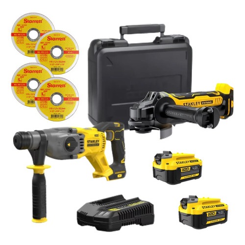 Esmerilhadeira Sbg700m2k C/2 Bat 4.0ah + Martelete Stanley Esmerilhadeira Sbg700m2k C/2 Bat 4.0ah + Martelete Stanley - Oferta na Shopee
