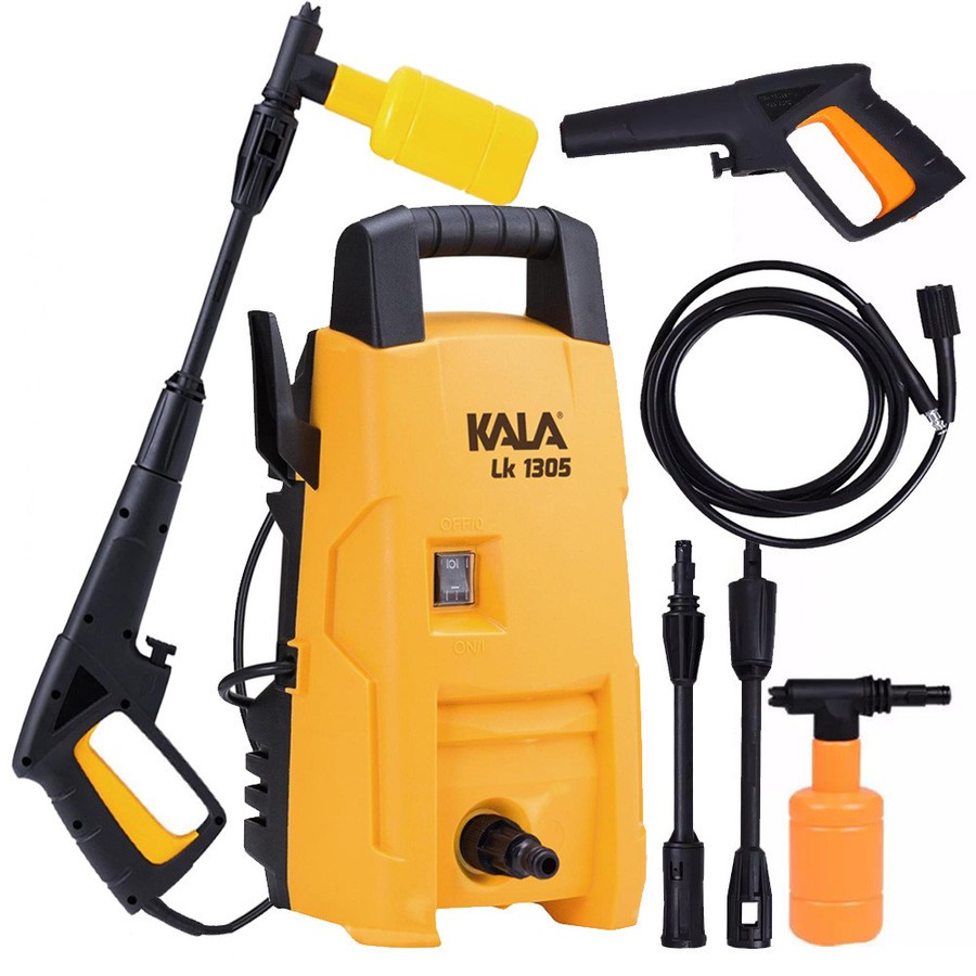Lavadora De Alta Pressão Lk1305 1200w C/ Regulagem 127v ou 220v Kala Amarelo E Preto + Kit Shampoo - Oferta na Shopee