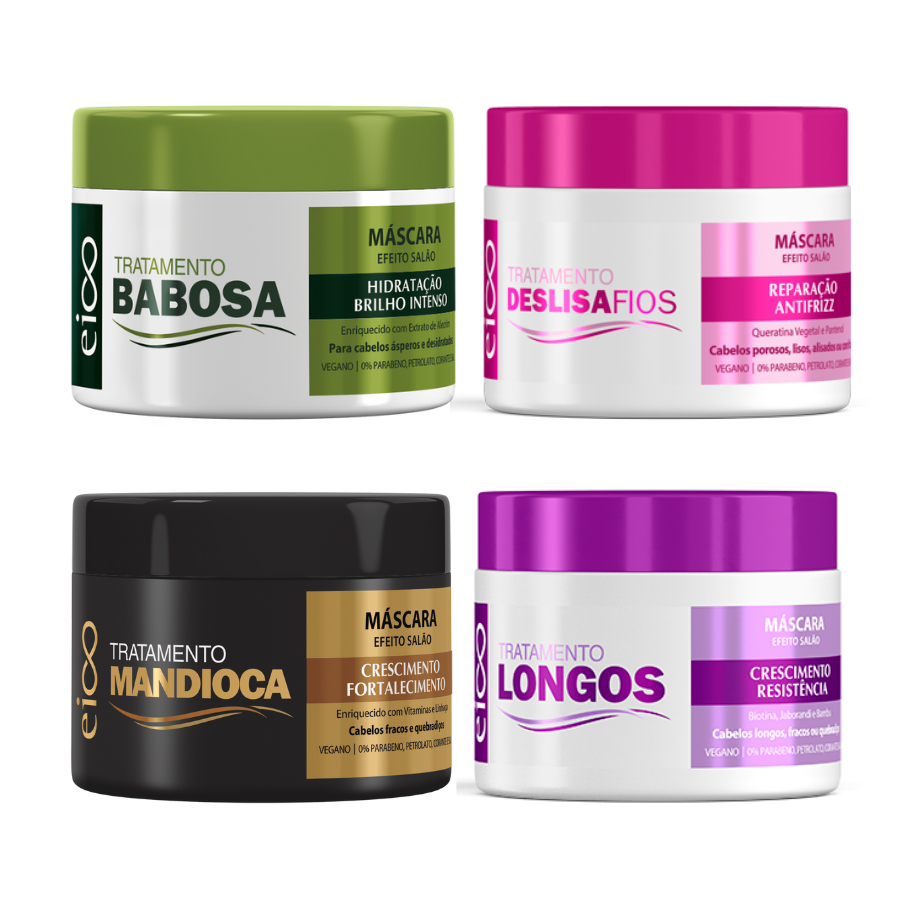 Kit Eico Cronograma 4 Máscaras Completo Hidratação Nutrição Reconstrução e Anti frizz 270g Kit Eico Cronograma 4 Máscaras Completo Hidratação Nutrição Reconstrução e Anti frizz 270g - Oferta na Shopee