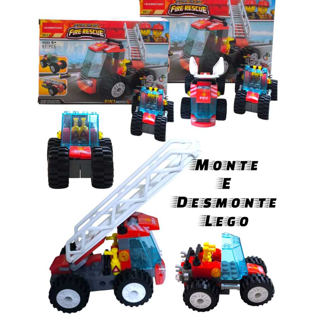 Blocos De Montar Caminhão de Bombeiro C/ Escada 67 Pçs 3 em 1 Fire Rescue Lembrancinha Aniversário Blocos De Montar Caminhão de Bombeiro C/ Escada 67 Pçs 3 em 1 Fire Rescue Lembrancinha Aniversário - Oferta na Shopee