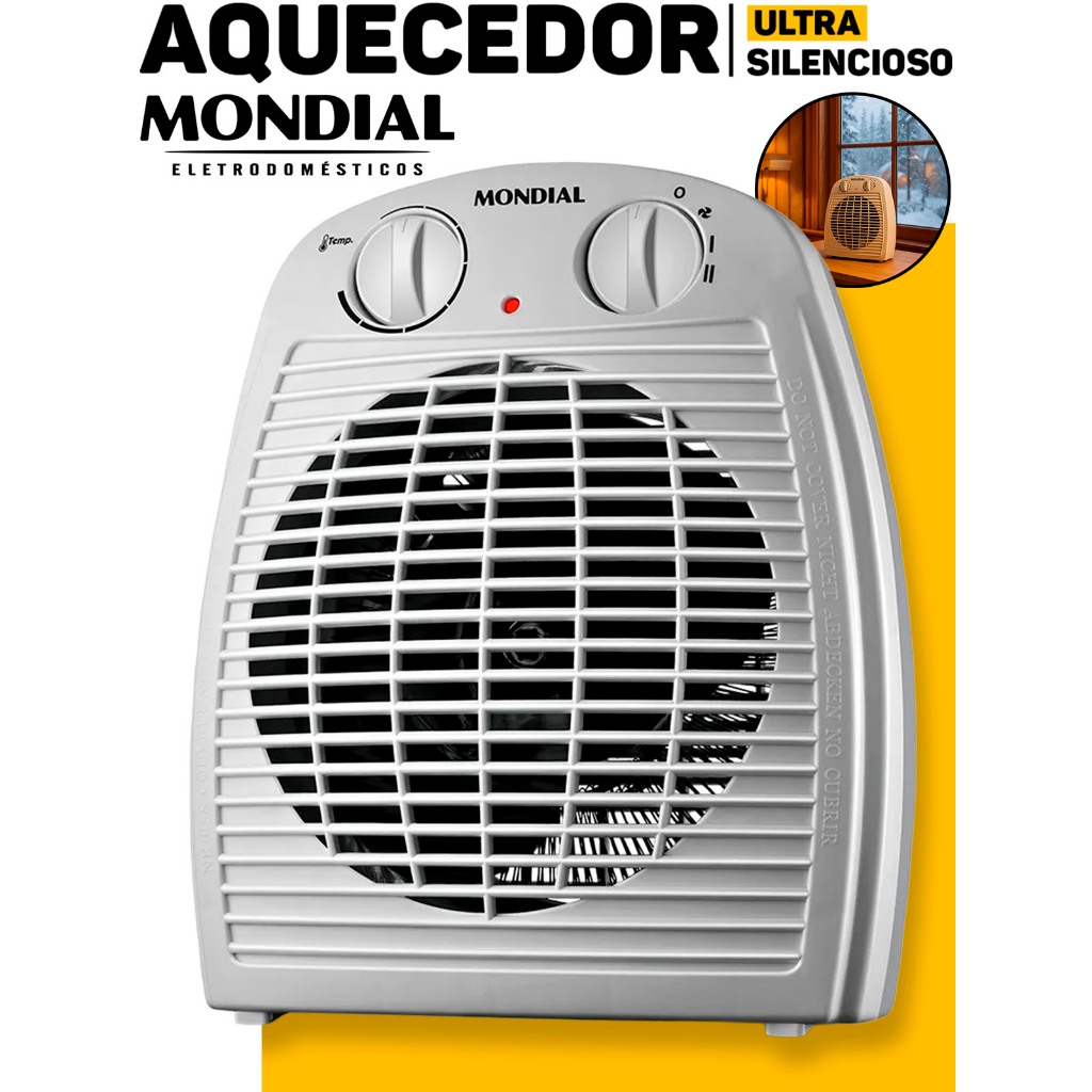 Aquecedor De Ar Elétrico Doméstico Silencioso Casa Sala Quarto Banheiro Escritório Portátil Mondial - Oferta na Shopee