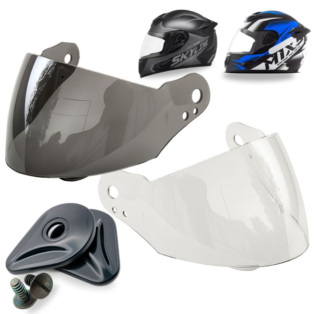 Par de Viseiras Polivisor Para Capacete Raptor Mixs Mx2 Storm Skyline + Reparos Laterais Par de Viseiras Polivisor Para Capacete Raptor Mixs Mx2 Storm Skyline + Reparos Laterais - Oferta na Shopee