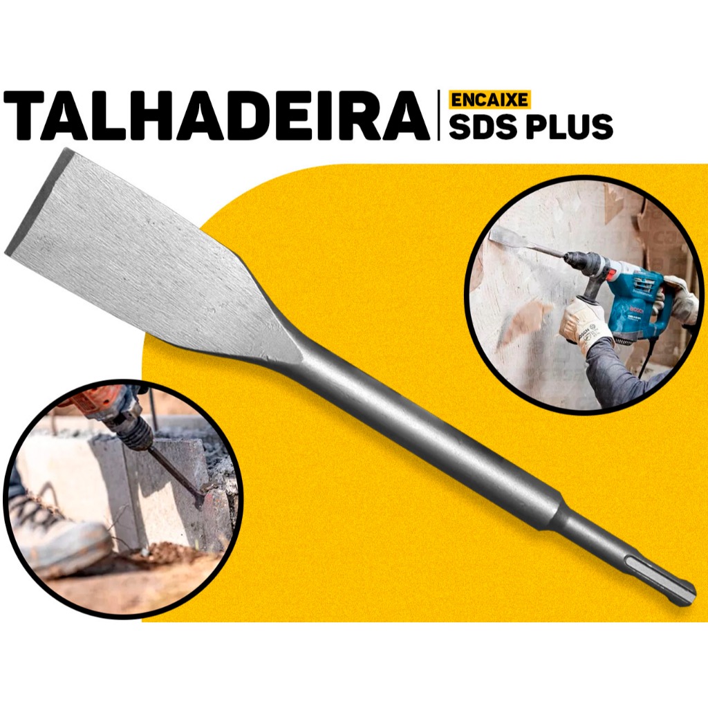 Talhadeira Curva SDS Plus 40Mm x 265Mm Fertak P/ Martelete Perfuração Concreto Obra Demolição Reforma Pesada - Oferta na Shopee
