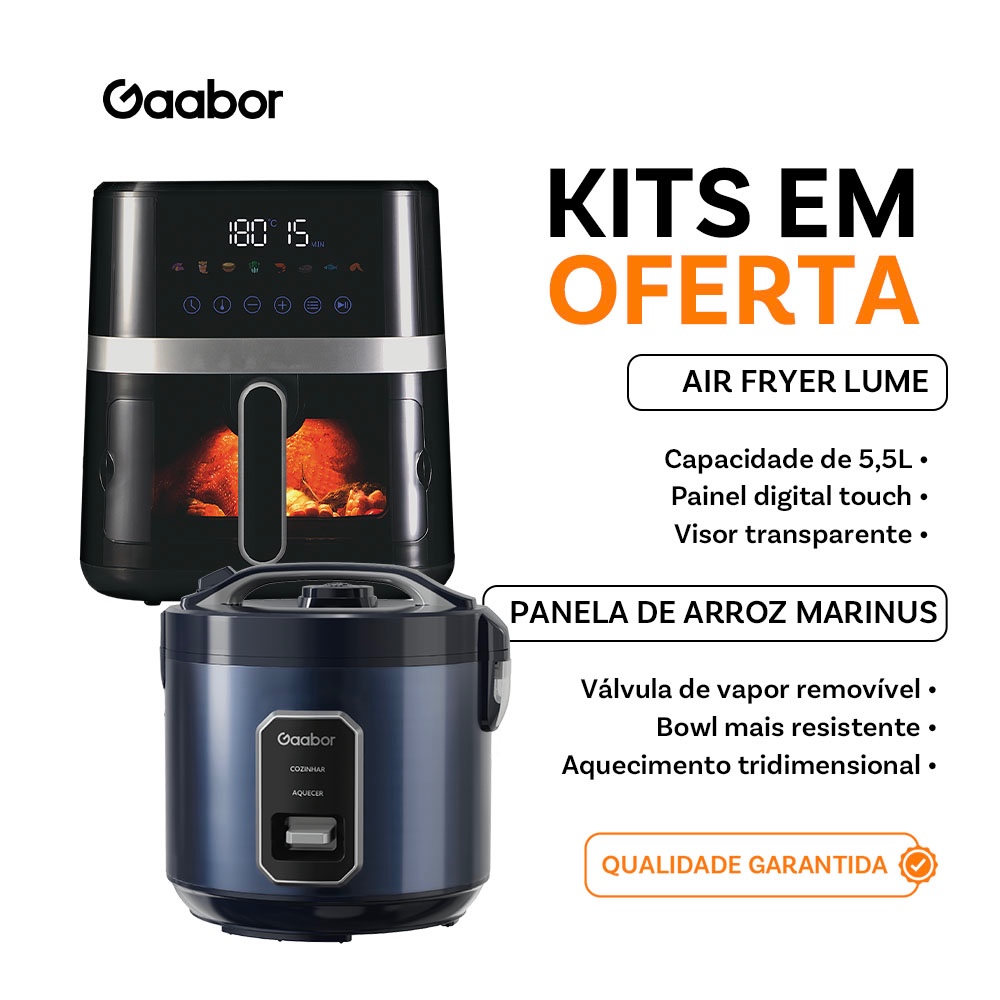[Venda em combo]Gaabor Fritadeira Elétrica 5.5L Digital Preto Jumbo + Eletrodomésticos de cozinha - Oferta na Shopee