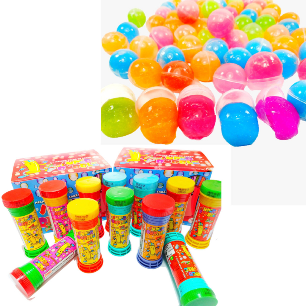30 Cxs Giz De Cera Pequeno 5 Cores + 30 Bolha De Sabão + 30 Slime + 30 Gruda Lembrancinha P/ Criança - Oferta na Shopee