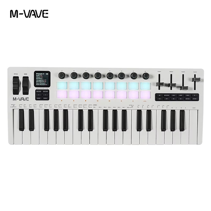 M-VAVE SMK-37 Pro Novo teclado MIDI sem fios Estação de trabalho sintetizadora tudo-em-um | 37 teclas sensíveis 16 pads - Oferta na Shopee