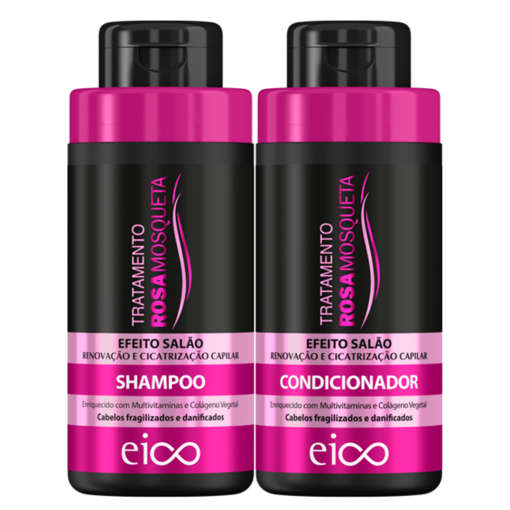 Eico Tratamento Rosa Mosqueta Cicatrização Shampoo Sem Sal 450ml Condicionador Leave-in 400ml - Oferta na Shopee