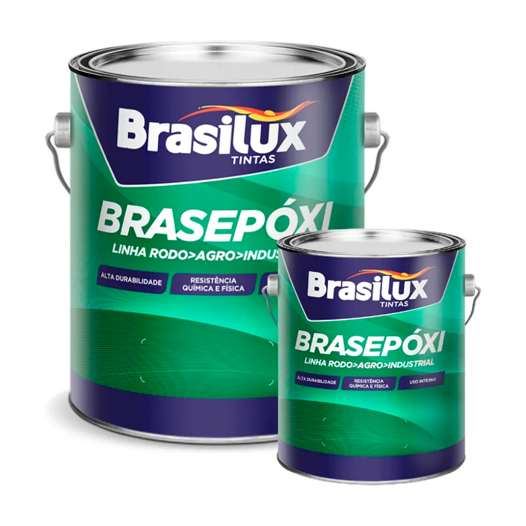 Kit Epóxi Brasilux 3,6L com Catalisador Tinta Industrial Para Pisos Paredes Metais Várias Cores Kit Epóxi Brasilux 3
