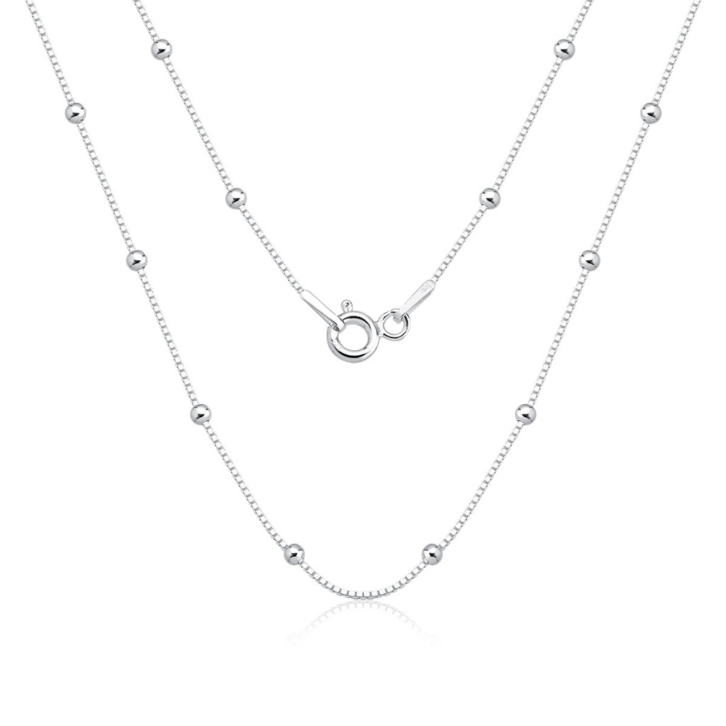 Corrente Colar Feminina de prata 925 Veneziana com Bolinhas - Oferta na Shopee