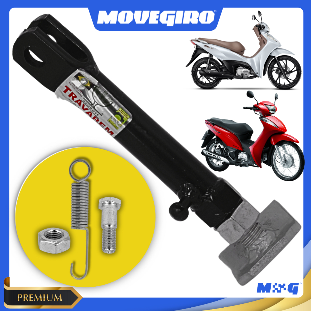 Kit Cavalete Pezinho Lateral C/ Regulagem Honda Biz 100 Biz 125 (1998 a 2025) + Mola e Parafuso - Oferta na Shopee