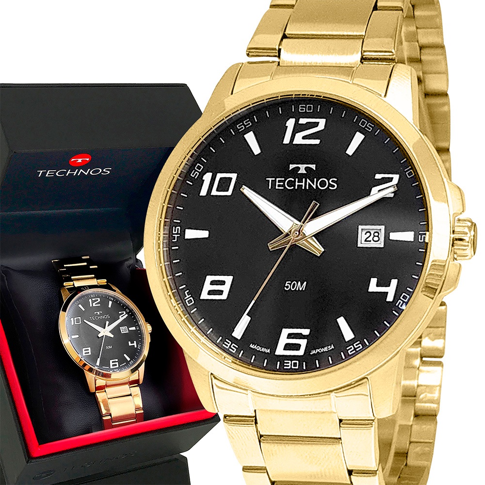 Relógio Masculino Technos Dourado 1 Ano De Garantia Luxo - Oferta na Shopee